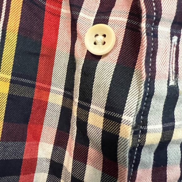 Tommy Hilfiger red multicolor plaid button down shirt size xl slim fit - Picture 5 of 5
